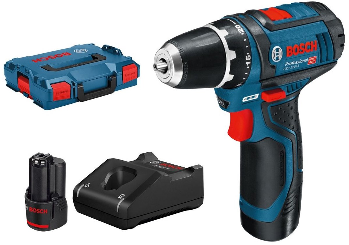 Bosch Professional GSR 12V-15 Accu Schroefboormachine met 2 Accu's
