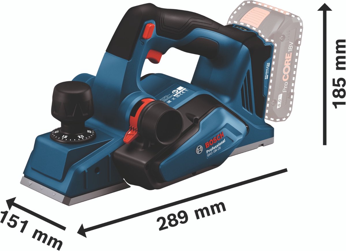 Bosch GHO 18V-26 Professional Cordless Planer 18V Body L-Boxx