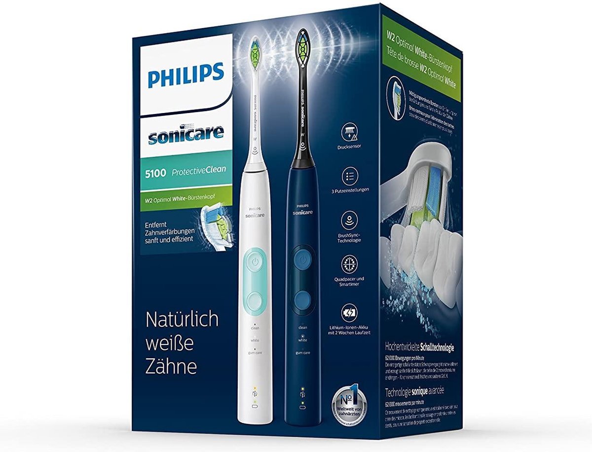 Philips 4500 series HX6851/34- Sonische tandenborstel - Wit en blauw