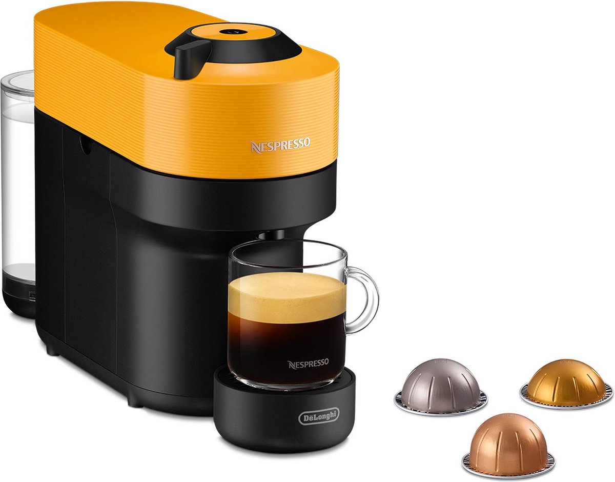 De'Longhi Nespresso Vertuo Pop ENV90.Y Geel: Compacte Koffiecupmachine met Centrifusion Technologie