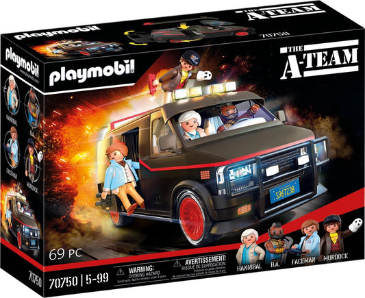 PLAYMOBIL A-Team Bus 70750: Iconisch Voertuig met Figuren, Gedetailleerd Speelset
