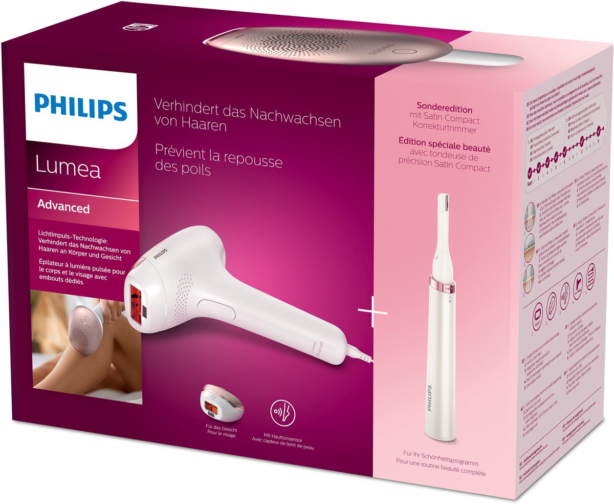 Philips Lumea Advanced IPL Ontharingsapparaat: Effectieve Haarreductie met 2 Opzetstukken BRI921/00
