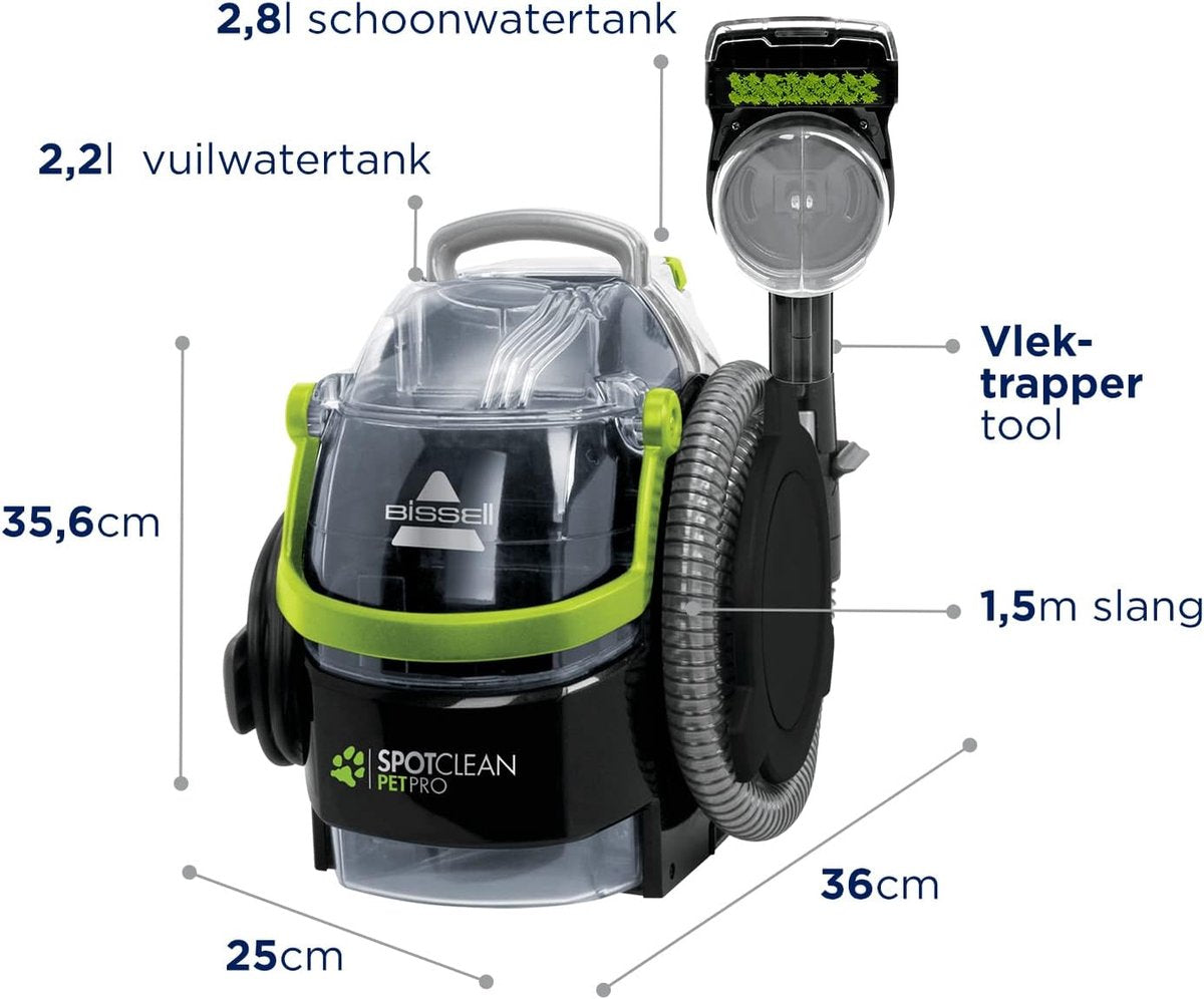 BISSELL SpotClean Pet Pro Draagbare Vlekkenreiniger - Krachtige 750W Motor voor Huisdierenvlekken