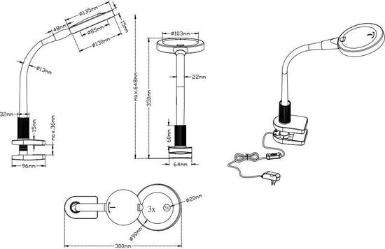 Trio Lighting LUPO Witte LED Klemlamp met Dimfunctie - Modern & Veelzijdig