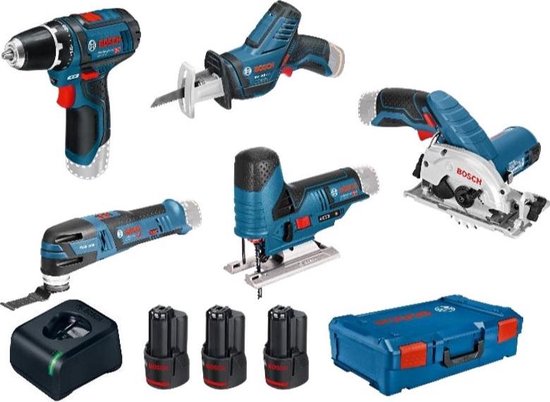 Bosch Professional 12V 5-Delige Accu Gereedschap Combiset met 3 Accu's