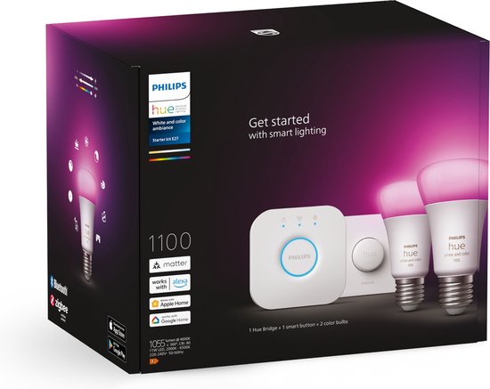 Philips Hue White and Color Ambiance Starterkit 2x E27 9W 1100lm