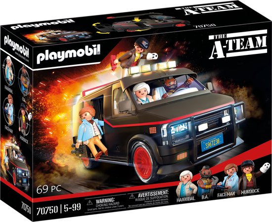 PLAYMOBIL A-Team Bus 70750: Iconisch Voertuig met Figuren, Gedetailleerd Speelset