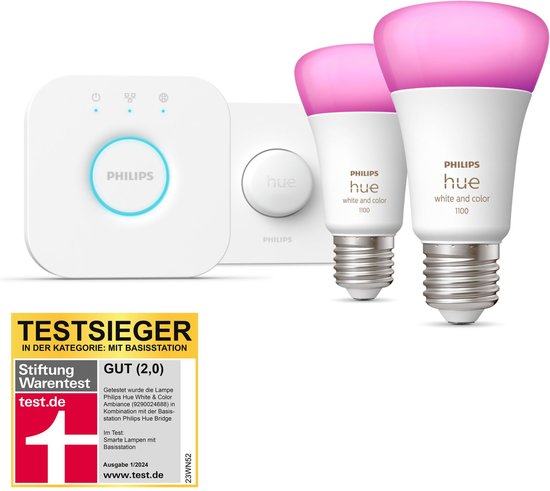 Philips Hue White and Color Ambiance Starterkit 2x E27 9W 1100lm