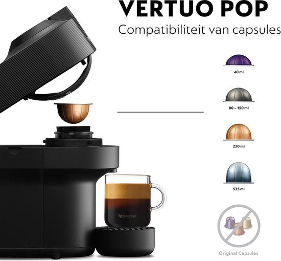 De'Longhi Nespresso Vertuo Pop ENV90.B Koffiecupmachine Zwart - Compact, Slim, Veelzijdig