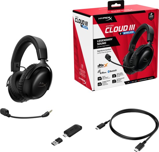 HyperX Cloud III S Draadloze Gaming Headset Zwart