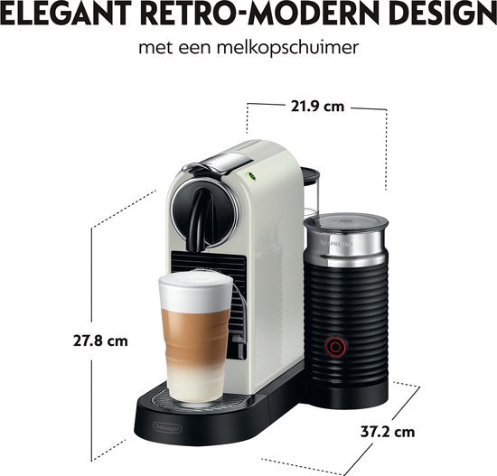De'Longhi Nespresso CitiZ & Milk EN267.WAE: Compacte Koffiecupmachine met Geïntegreerde Melkopschuimer Wit