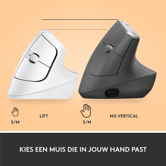 Logitech Lift Verticale Ergonomische Muis voor Linkshandigen Graphite