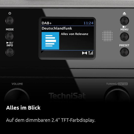 Technisat Digitradio 370 CD BT Zwart: DAB+, FM, CD, Bluetooth, USB Stereo Radio
