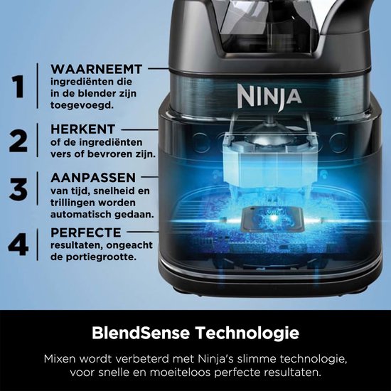 Ninja Detect 2-in-1 Blender Smoothie Maker | BlendSense Technologie | 1200W IJscrusher | TB301EU