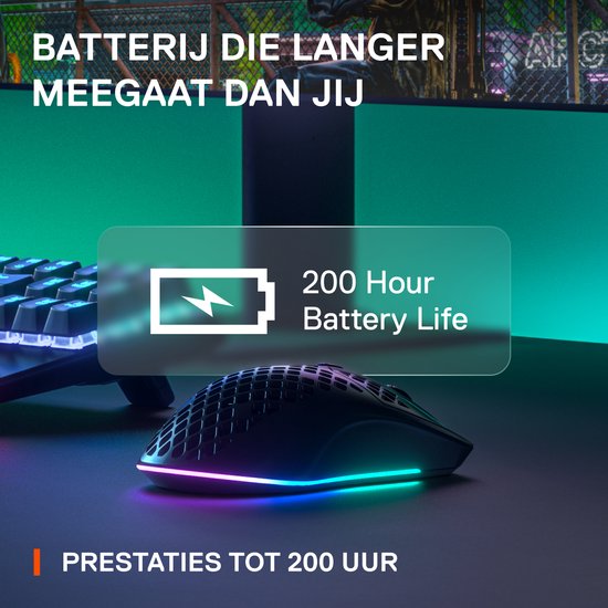 SteelSeries Aerox 3 Draadloze Gaming Muis: Ultralicht, 200 uur Accu, Zwart