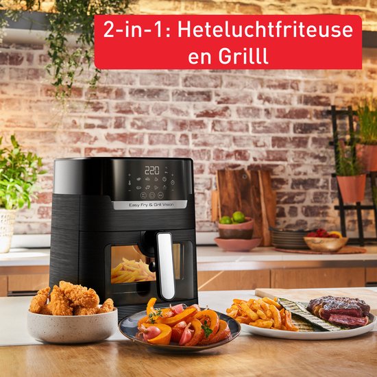 Tefal Easy Fry & Grill Vision Heteluchtfriteuse EY5068: 4.2L, 1550W, Grill, Kijkvenster