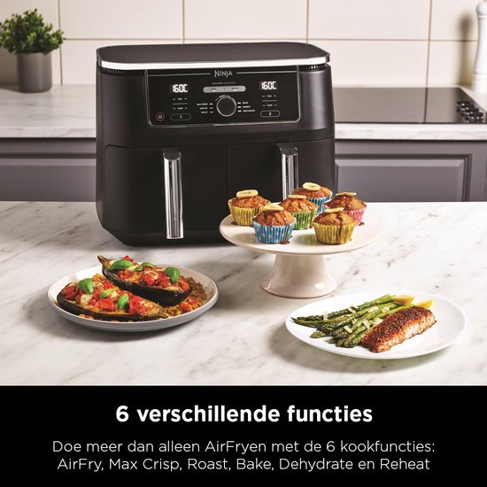 Ninja Foodi AF400EU Dubbele Airfryer XXL 9.5L Zwart