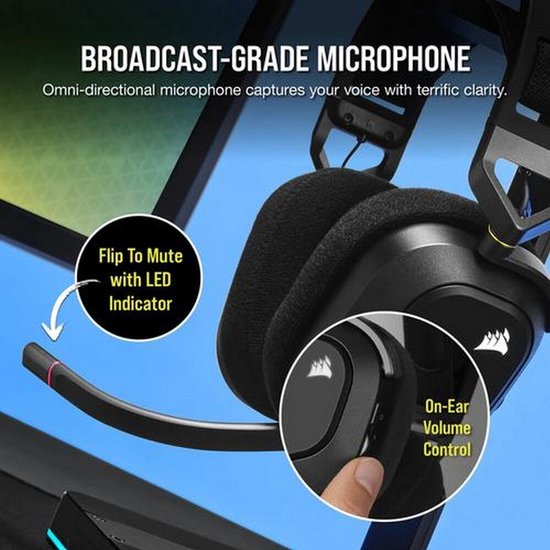 Corsair HS80 Draadloze RGB Gaming Headset