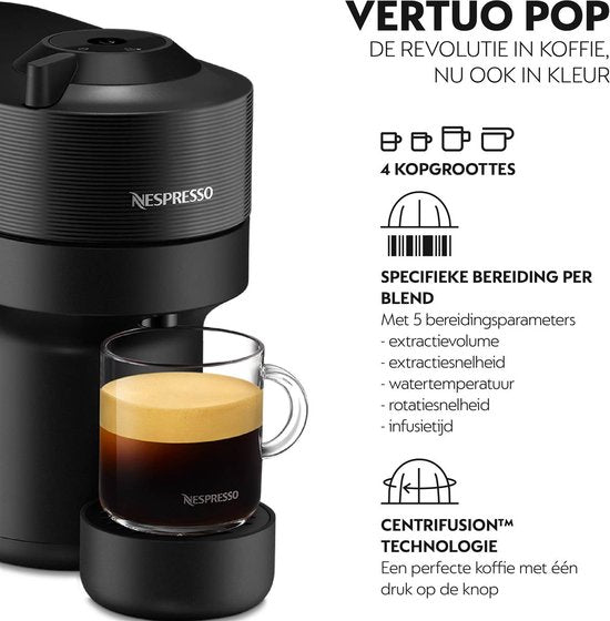 De'Longhi Nespresso Vertuo Pop ENV90.B Koffiecupmachine Zwart - Compact, Slim, Veelzijdig