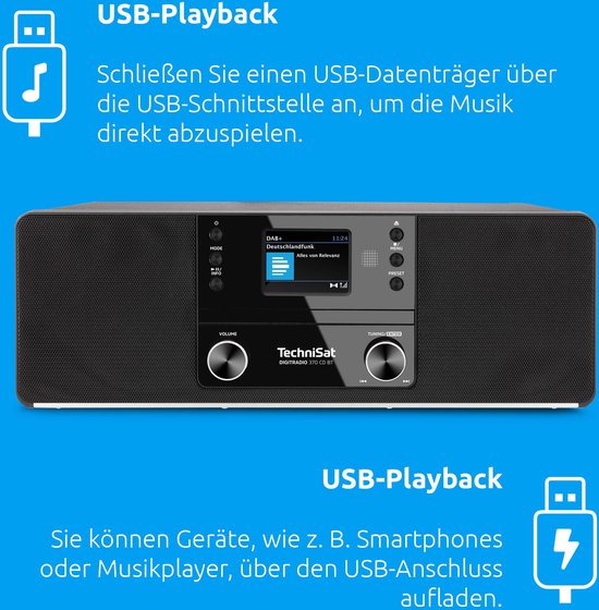 Technisat Digitradio 370 CD BT Zwart: DAB+, FM, CD, Bluetooth, USB Stereo Radio