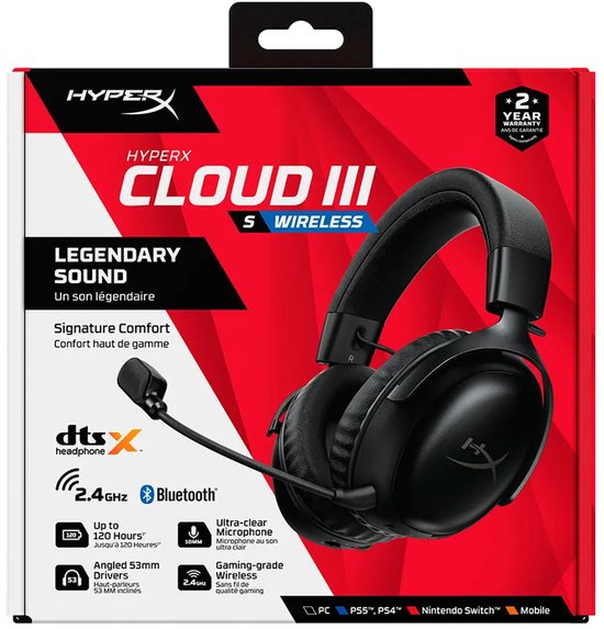 HyperX Cloud III S Draadloze Gaming Headset Zwart