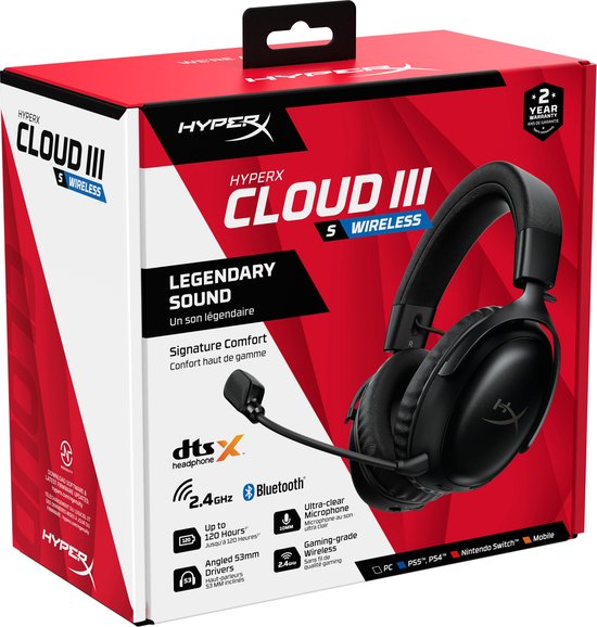 HyperX Cloud III S Draadloze Gaming Headset Zwart