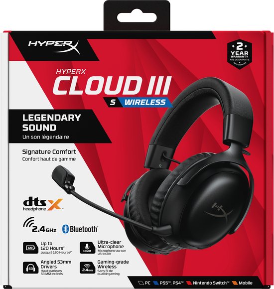 HyperX Cloud III S Draadloze Gaming Headset Zwart
