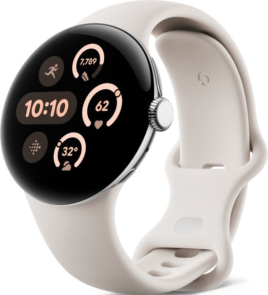 Google Pixel Watch 3 Geavanceerde Smartwatch 45mm - Zilver/Porselein met Fitbit Integratie