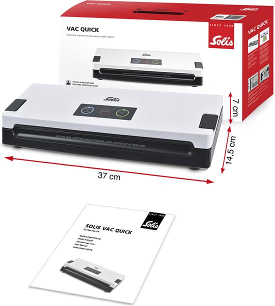 Solis Vac Quick 576 Volautomatische Vacumeermachine met Slangaansluiting Wit voor Voedsel