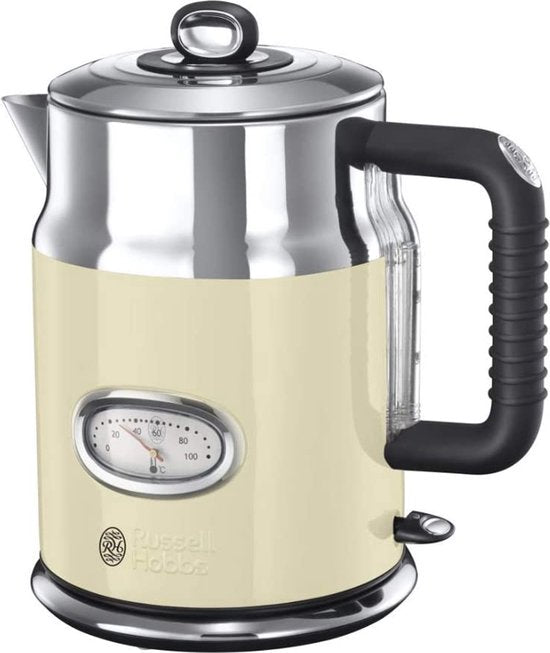 Russell Hobbs Retro Waterkoker 21672-70 - Crème, 1.7L Snelkookfunctie, RVS