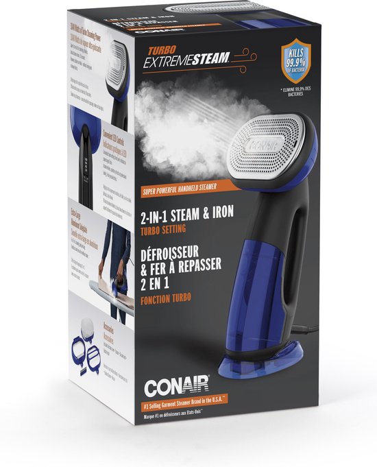 Conair Turbo ExtremeSteam 2-in-1 Handstomer & Strijkijzer: Snel, Krachtig, Compact