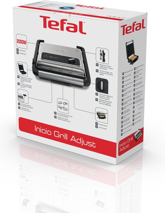 Tefal GC242D Inicio Grill Adjust Contactgrill RVS 2000 W