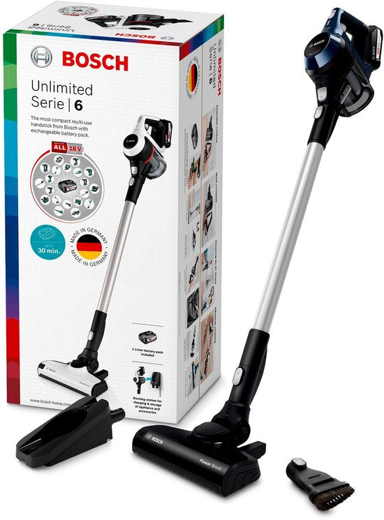Bosch Unlimited 6 BBS611PCK Draadloze Steelstofzuiger Blauw