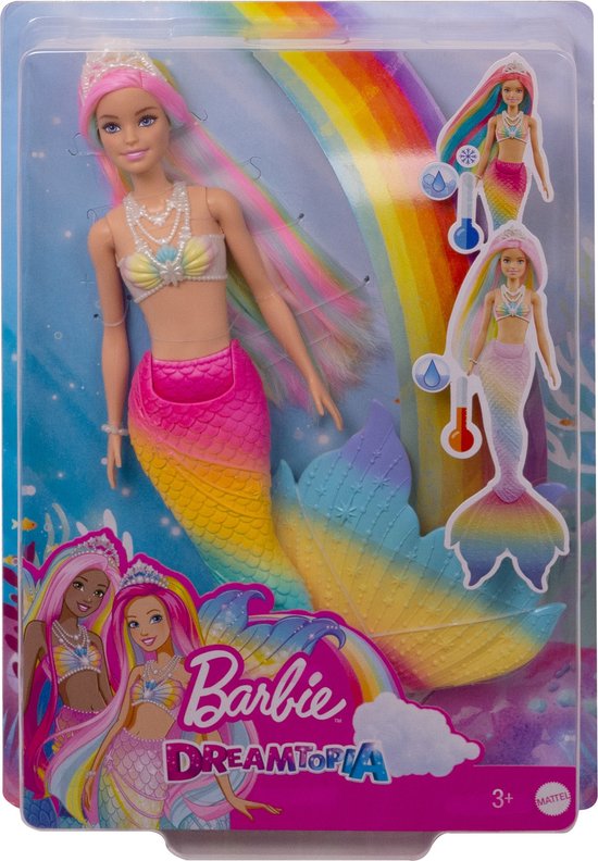 Barbie Dreamtopia Regenboogmagie Zeemeerminpop: Magische Kleurverandering, Blond Haar Speelplezier