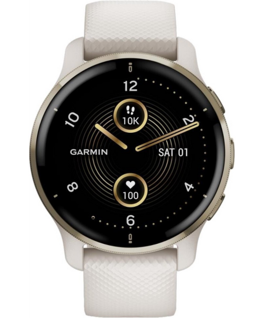 Garmin Venu 2 Plus Health Smartwatch - Amoled touchscreen - spraakbesturing - 9 dagen batterij - Ivory / Cream Gold EAN:0753759280932