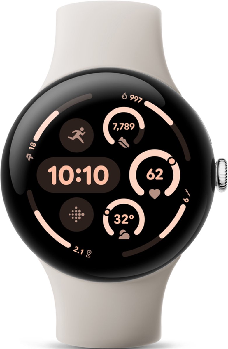 Google Pixel Watch 3 Geavanceerde Smartwatch 45mm - Zilver/Porselein met Fitbit Integratie