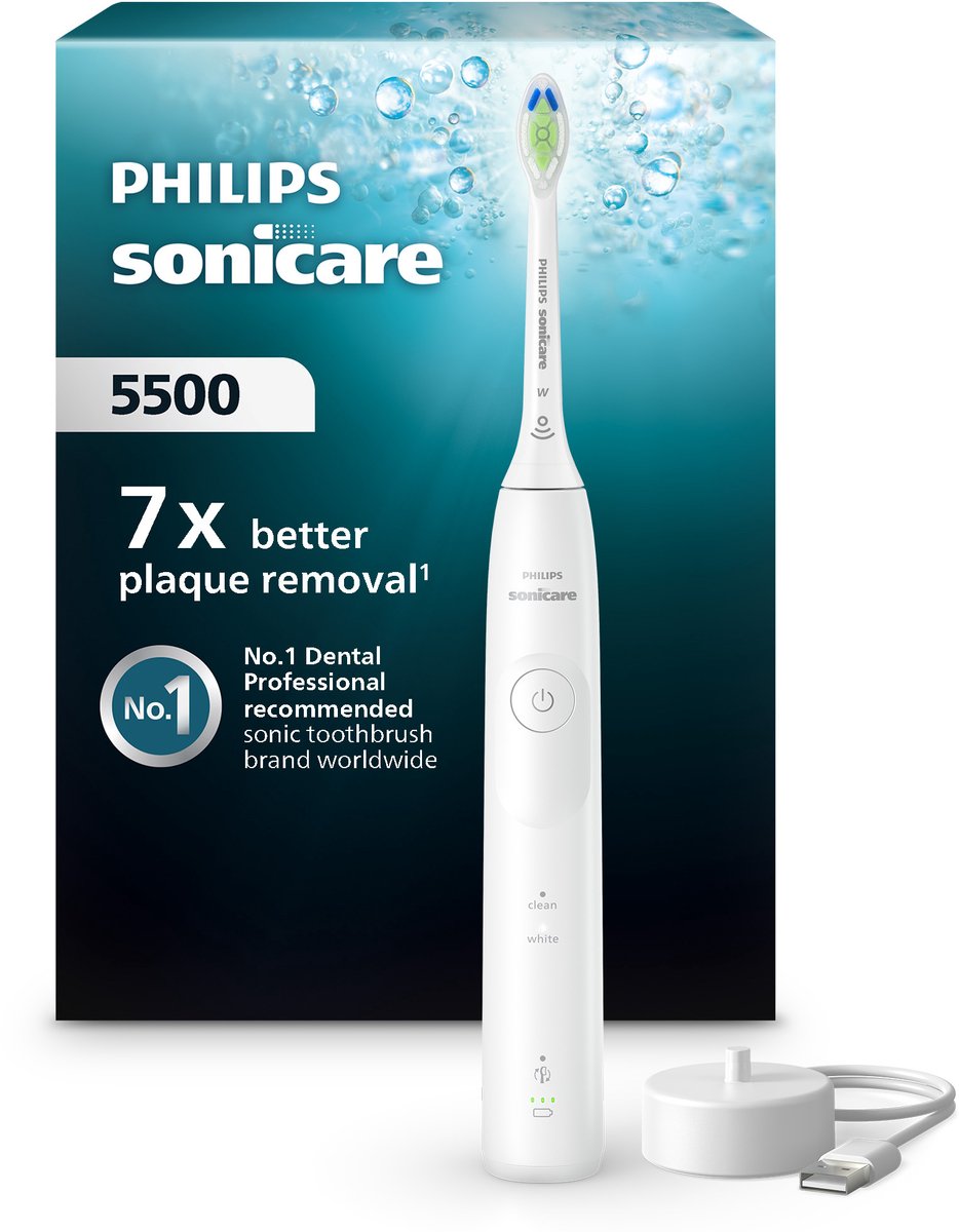 Philips Sonicare 5500 Elektrische Tandenborstel - Wittere Tanden, 2 Poetsstanden, Druksensor