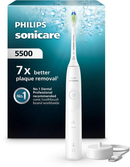 Philips Sonicare 5500 Elektrische Tandenborstel - Wittere Tanden, 2 Poetsstanden, Druksensor