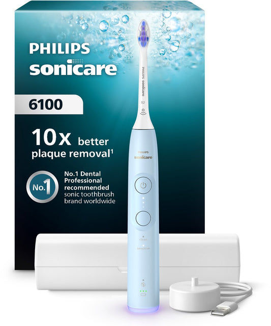 Philips Sonicare 6100 Series Elektrische Tandenborstel Gevoelige Tanden Lichtblauw