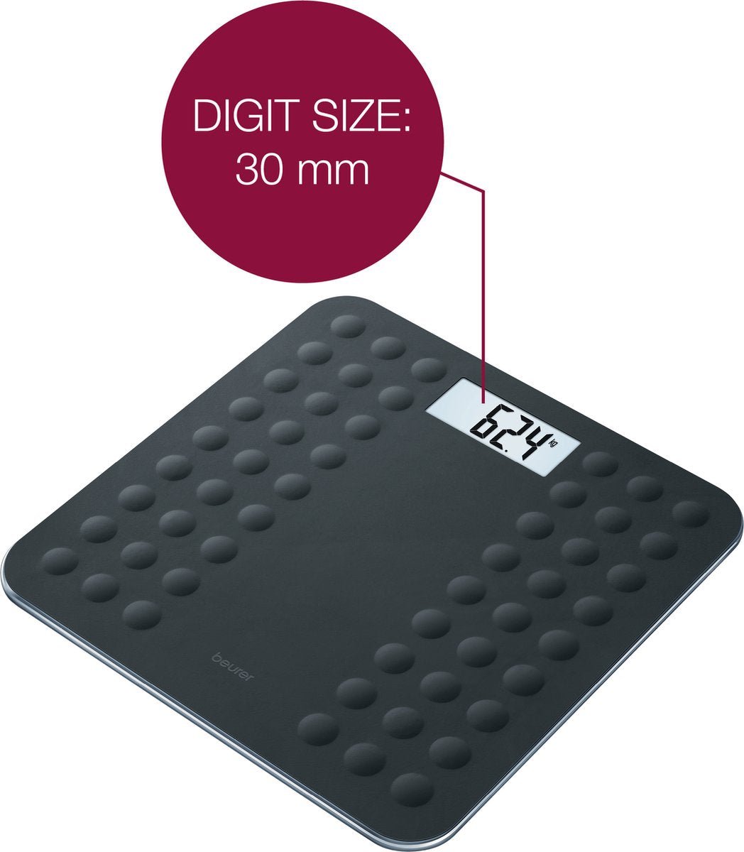 Beurer GS 300 Zwarte Digitale Personenweegschaal met Antislip Veiligheidsglas en LCD - MR commerce