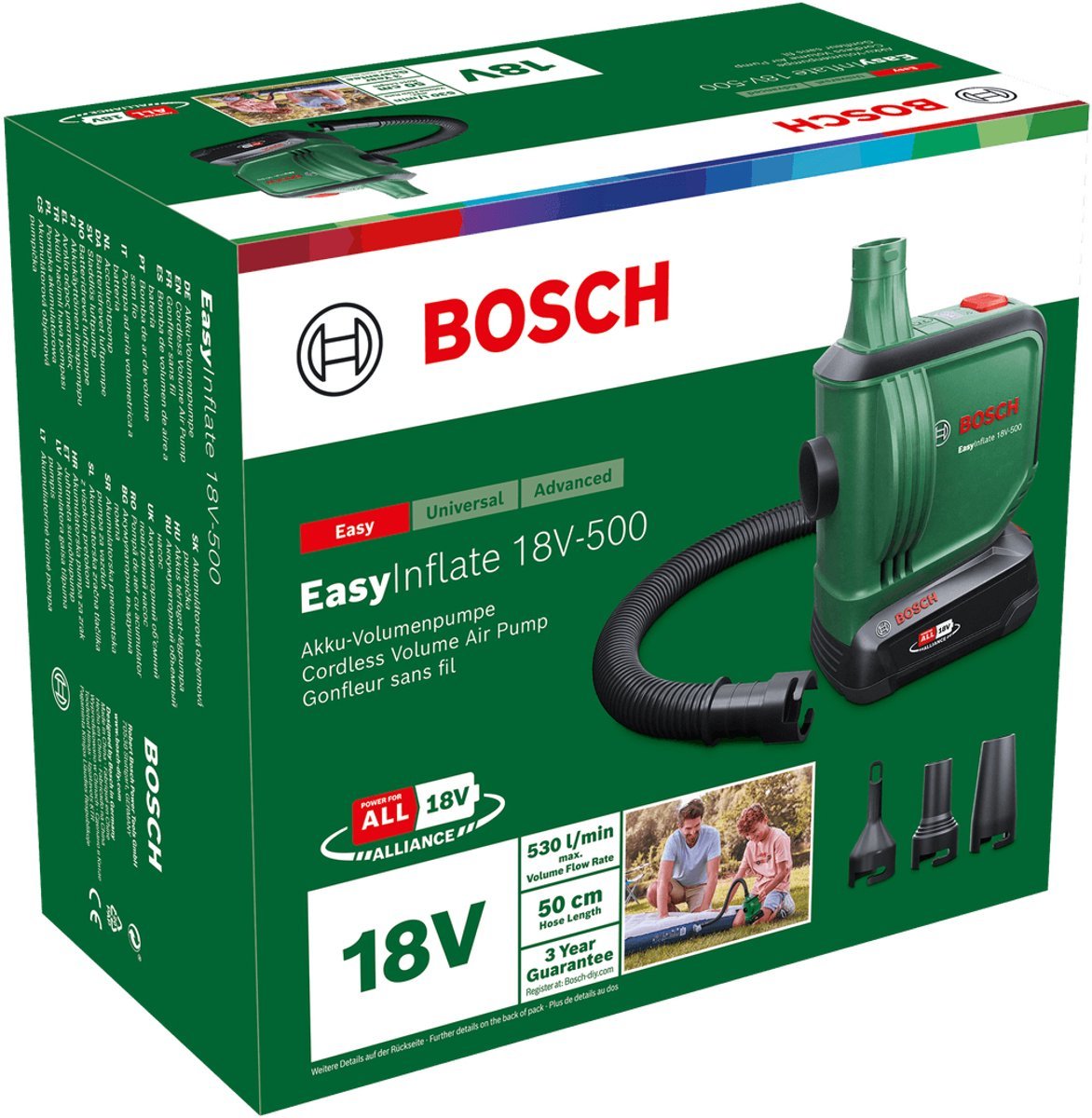 Bosch EasyInflate 18V - 500 Acculuchtpomp Kit: Krachtig, Draagbaar, Compleet met Accu en Oplader - MR commerce