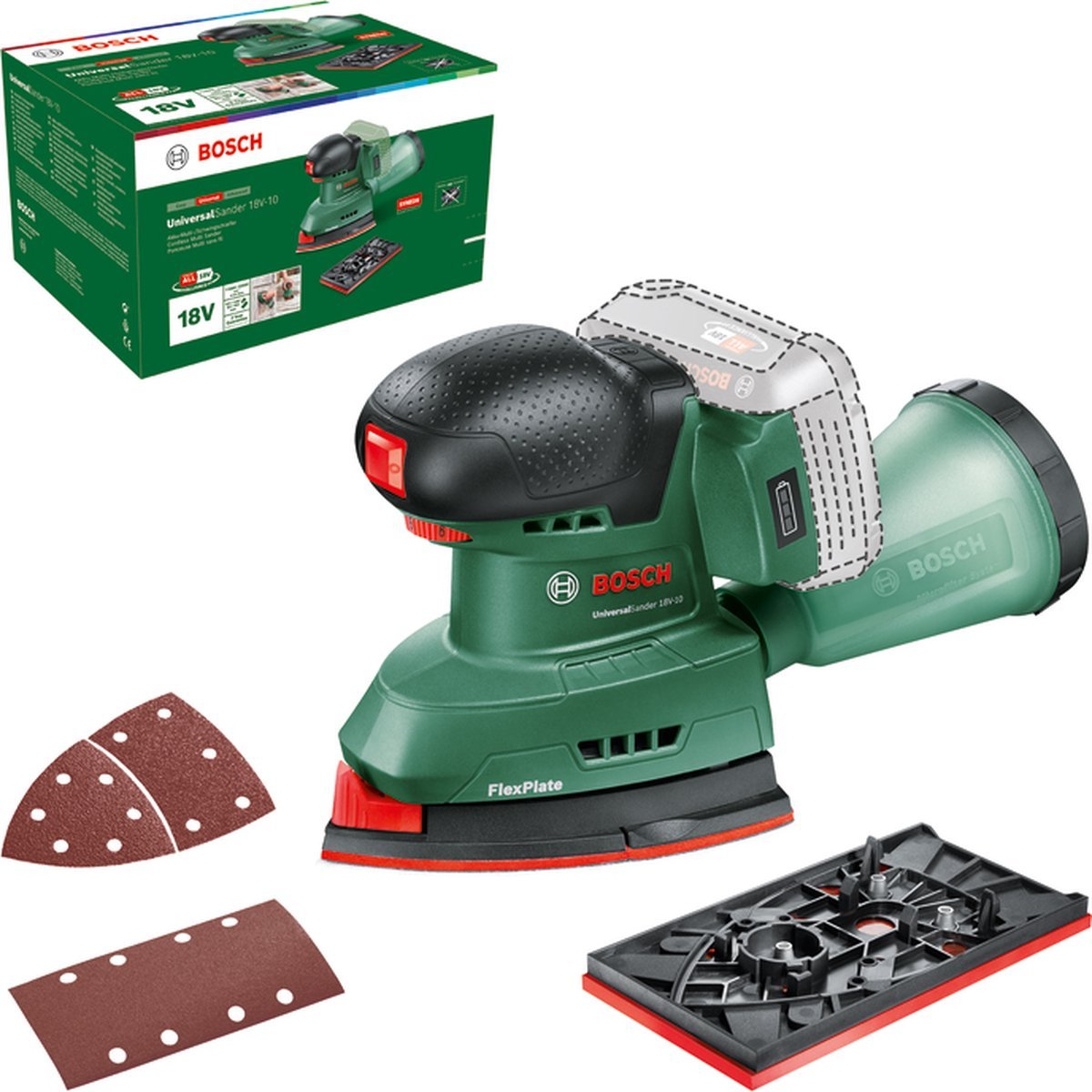 Bosch UniversalSander 18V - 10 Accu Multischuurmachine: Krachtig, Draadloos Schuren Hout, Kunststof, Metaal - MR commerce