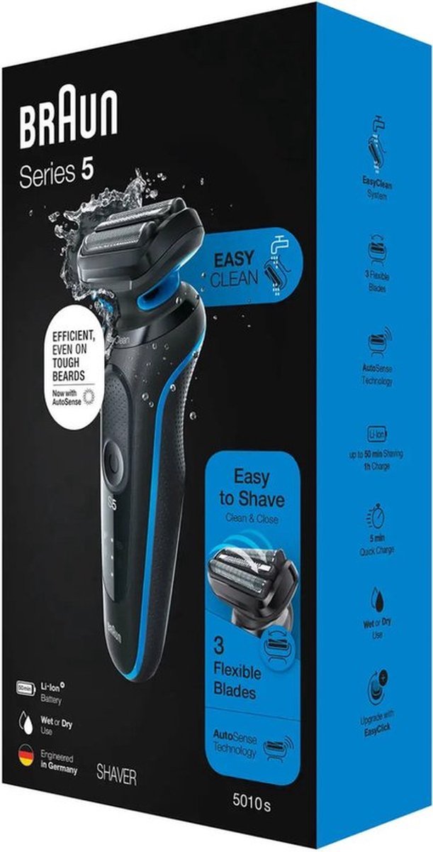 Braun Series 5 51 - B1000s Elektrisch Scheerapparaat Blauw, Waterbestendig Nat Droog Scheren - MR commerce