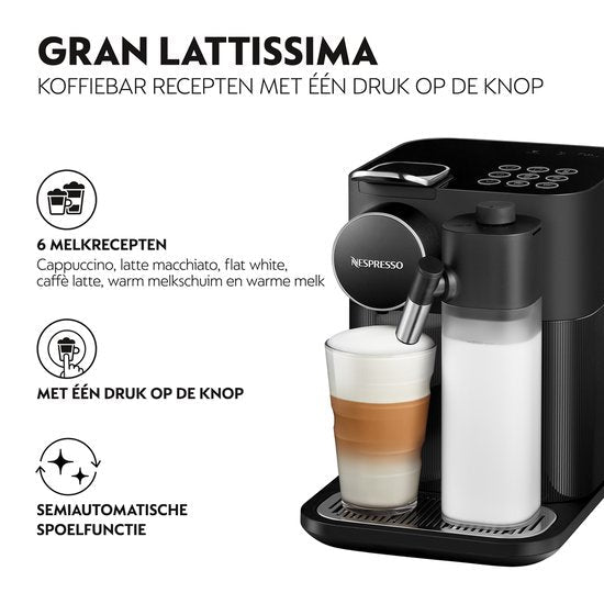 De'Longhi Nespresso Gran Lattissima Koffiecupmachine Zwart EN640.B - MR commerce