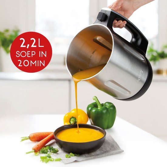 DOMO DO716BL Soepmaker 2.2L 7 Programma's Blender RVS Zwart - MR commerce
