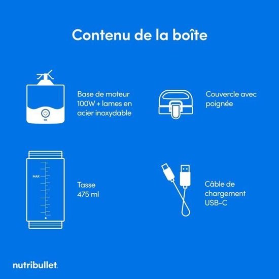 Draagbare NutriBullet Blender NBP003MA 0,475L Roze USB - C Oplaadbaar - MR commerce
