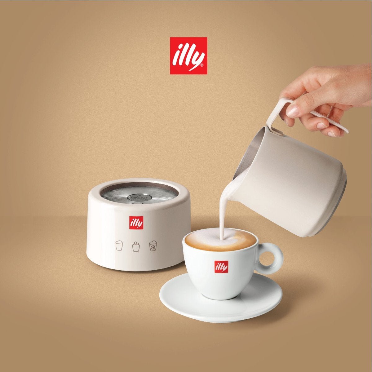 Illy Elektrische Melkopschuimer 250ml RVS Wit Warm Koud Schuim - MR commerce