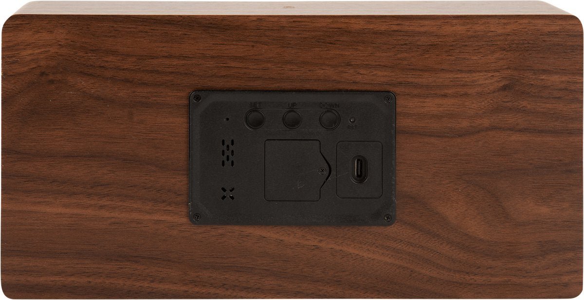 Karlsson Boxed Tafelklok: Modern Donker Hout LED Display Scandinavisch Design - MR commerce