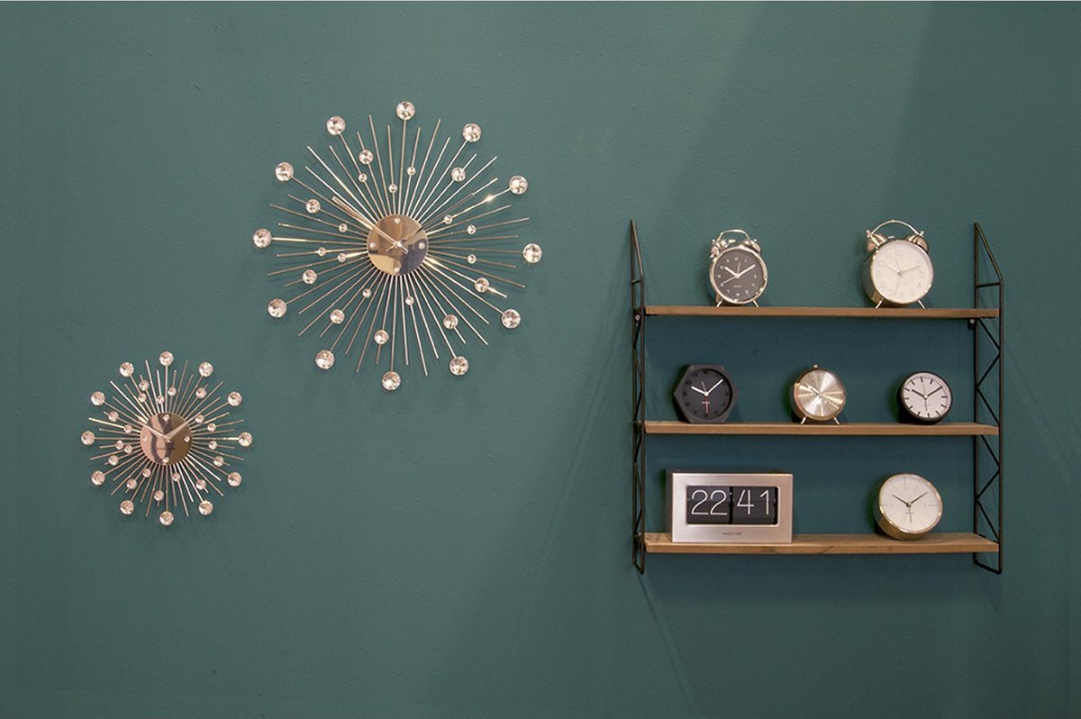 Karlsson Sunburst Kristallen Wandklok: Elegant, Ø30cm Zilver, Modern Scandinavisch Design - MR commerce