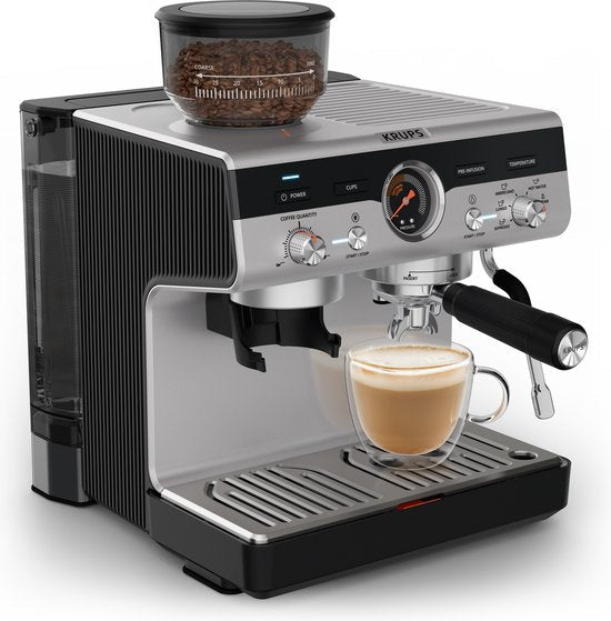 Krups Precision XP801T10 Pistonmachine met Ingebouwde Bonenmaler 3.5L RVS - MR commerce